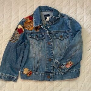 GAP XS Size 4 girls embellished denim jacket patchwork
